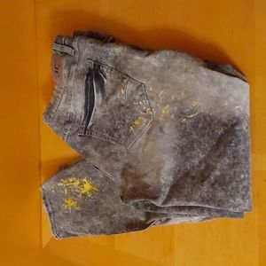 JORDAN CRAIG ROSS FIT JEANS SIZE 38 X32 GRAY RIPPED SPLATTERED